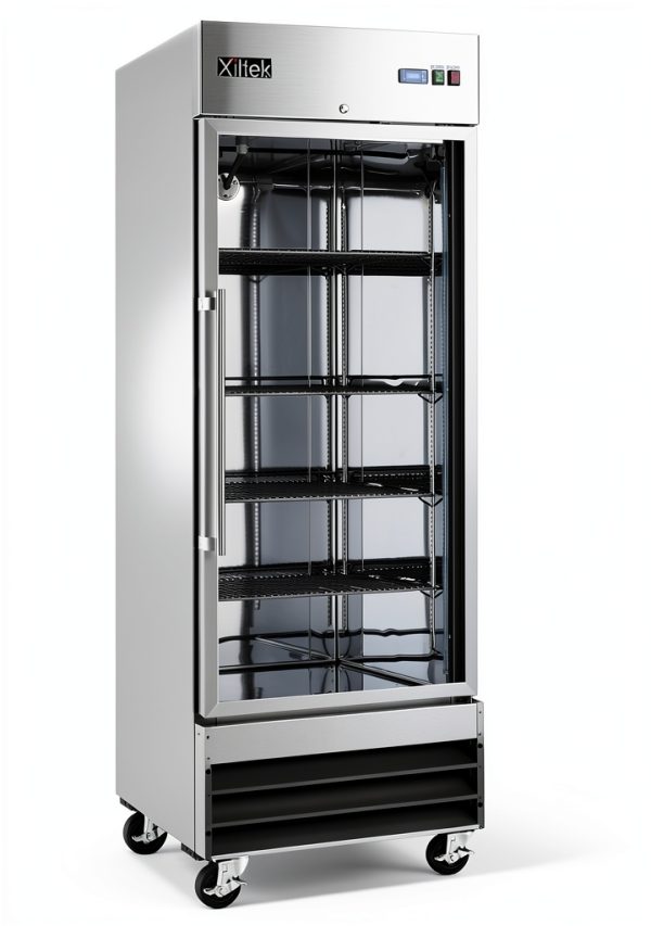 Xiltek 29" Stainless Steel and Glass Door Commercial Reach-in Freezer - 23 cu. ft-0