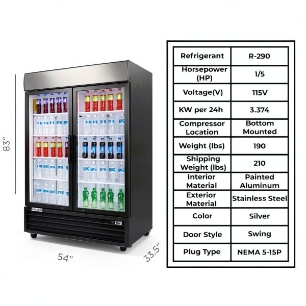 Frigos 54-inch Swing Glass Merchandiser Refrigerator FG-MR-2D-G LED-3
