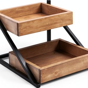 FixtureDisplays Cal-Mil Aspen 2-Tier Gray Pine Merchandiser 3448-110-0