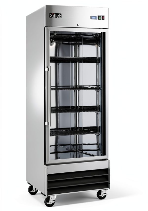 Xiltek 29" Stainless Steel Glass Door Reach-in Refrigerator 23 cu ft-0